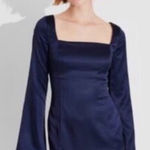 Wild Fable Navy Satin Square Neck Bell Sleeve Mini Dress Photo 0