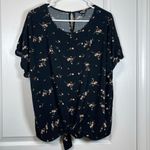 Buffalo David Bitton  Black Raglan Bohemian Floral Tie Front Soze XXL GUC #5987 Photo 2