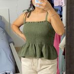 H&M Dark Green Ruffle Shirt Photo 0