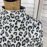 Cynthia Rowley ‎ Leopard Print Mock Neck Sweater White Silver Small Cropped Photo 1