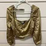 Aritzia Sunday Best Billie Satin Crop Top Gold Size 2 Photo 1
