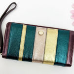 Radley London Clifton Hall Phone Wristlet Wallet Metallic Amethyst Gold Heritage Photo 0