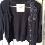 Abercrombie & Fitch Y2K Women's dark navy Sweater cardigan Floral Accents sz S Photo 0