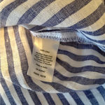 Talbots  Linen Slit Tie Short Sleeve Notch Neck Blouse Top Size XL Blue White Photo 4