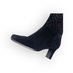 Chico's new Chico’s 𖦹 Italia Tall Bronze Embroidered Heeled Boots 𖦹 Black Suede 𖦹 6M Photo 8