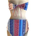 SheIn 2 Piece Boho Blue & Red Bohemian Paisley Bikini Swimsuit ~ Women's Size MEDIUM Photo 1