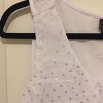 Covington White & Metallic Silver Polka Dot Ruffle Front Career Office Wear Tank Size XL Photo 7