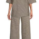 Bryn Walker Palazzo Soft Knit Pull On Pants Houndstooth Wide Leg Nero/Latte XXS Photo 0