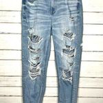 American Eagle  Mom Jean Distressed Light Wash Denim Size 12 Long Photo 0