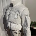 Vintage y2k Glossy Vinyl Crop Puffer Jacket Long Sleeve Zip Casual Size L unisex White Size L Photo 1