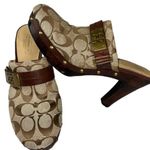 Michael Kors Coach Signature Ivy Women's Wooden Studded Mule Clogs Heel Logo Womens Size 6.5 Photo 1