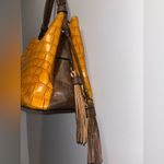 Jen & Co. Olivia Croc Golden Vegan Leather Hobo/Shoulder Bag Yellow Photo 1