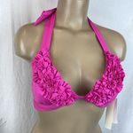 Kenneth Cole  Hot Pink Ruffle Padded Swim Bikini Bathing Suit Top NEW M Photo 0