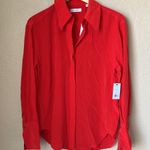 Equipment  red silk melinelle button front blouse NWT Photo 3