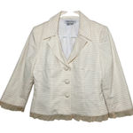 Kay Unger VTG  Blazer Jacket Collared Button Up Tulle Hem Striped White Cream 6 Photo 0
