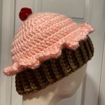 Handmade  Crochet Pink Strawberry Cupcake Beanie Winter Hat Cozy Comfy Warm Photo 1