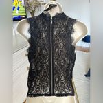 ZARA High Mock Neck Black Lace Zip Top Photo 4