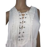 Entro Anthropologie White Flowy Dress With Tie Up Front And Ruffles Photo 1