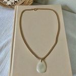 Mother of Pearl Teardrop Pendant Necklace Vintage “Calypso” 18” Gold Snake Chain Jewelry Photo 5