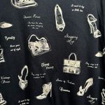 NEW Jess & Jane Black 3/4 Sleeve Cotton Fashion Shoes and Purses Top Size Small Photo 3