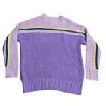 Lovers + Friends Knit Sweater Oversized Striped Pastel Purple Rainbow XXS Crew Photo 2