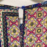 Zac & Rachel woman flowy geometric flowery top blouse size LARGE Blue Photo 5