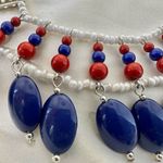 Red white and blue beaded bib necklace Photo 3