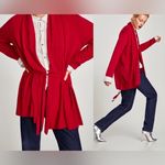 ZARA  Draped Neck Knit Wrap Cardigan w/ Belt Red Size S NEW Photo 1