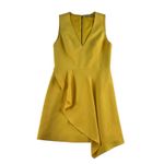 Alice + Olivia  Sz 2 Callie Mini Dress Asymmetrical Drape V-Neck Sleeveless Gold Photo 2