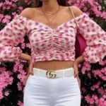ZARA Ruched Floral Crop Top Photo 3