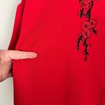 IC By Connie K Swing Jacket Womens XL Red Full Zip Embroidered 3/4 Bell Sleeve Photo 7