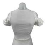 ZARA Women's White Cold Shoulder Short Sleeve Rib Knit Blouse Crop Top Size S Photo 1