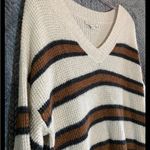 American Eagle  Oversized Striped V-Neck Sweater Photo 1