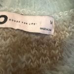 SO  Fuzzy Cropped Flower Print Sweater Aqua Brown M Photo 5