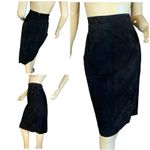 Outer Town VINTAGE 1980'S  BLACK SUEDE W/GOLD GROMMETS SKIRT SET (12) Photo 8