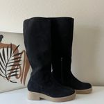 Free People Boots Tall Slouch Suede Pheonix Black Pull On Boots Size 38.5 Photo 3