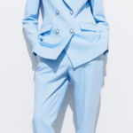 ZARA  2 Piece Set Double Breasted Shoulder Pad Blazer and Slim High Waist Pants Photo 0