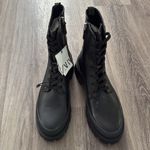 ZARA  Women’s Black Leather Combat Boots Lace Up Casual Shoes Size 41 Photo 2