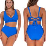 Sunsets Electric Blue Hannah High Waist Bikini Bottom Size L‎ Size L Photo 1