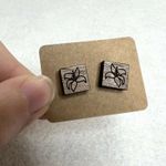 Handmade 3 Pack Wooden Engraved Stud Earrings Photo 1