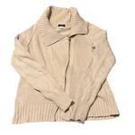 J.Crew  size XS cream long sleeve angled zip front floppy collar cardigan GUC Photo 0