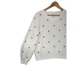 Lucky Brand  Women Cream Red Heart Knit Sweater Pullover Size L Photo 5