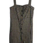 Hollister Black White Yellow Cotton Checkered Gingham Suspender Dress Sz MD Photo 1
