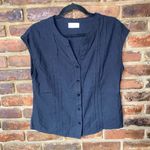 Hayes Black Short Cap Sleeve Button Down Cotton Shirt Women's LP Petite Large Size undefined Photo 0