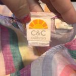 C&C California  100% Linen Rainbow Stripe Short Sleeve Blouse Top Size M Photo 3