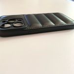 Black Faux Leather Plastic Quilted Iphone 15 Pro Phone Case Photo 3