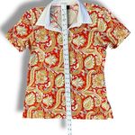 Bogner Paisley Polo Short Sleeve Golf Shirt Red Yellow Size 14 EUC Photo 3