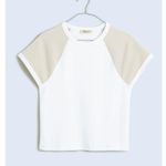 Madewell  Raglan Sleeve Baby Tee Shirt Minimalist Basics Sporty Beige XXS NWT Photo 2