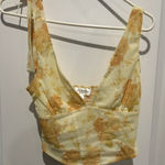 One Clothing  Floral Yellow Crop Top, Sz S Photo 0
