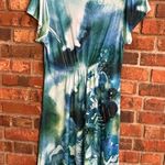 One World  womens floral crochet butterfly flutter sleeve boho dress blue small Photo 4